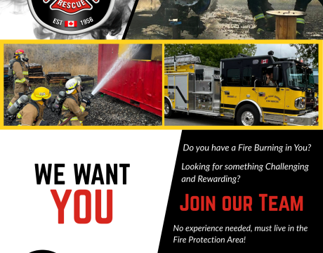 Recruitment Poster for 100 Mile Fire Rescue
