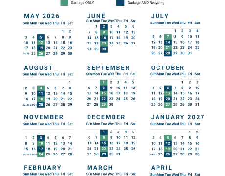 2026-2027 Garbage & Recycling Calendar